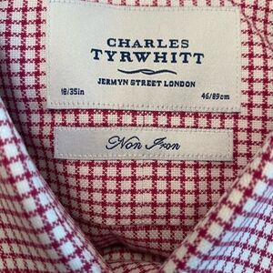 Charles Tyrwhitt Red Check Long Sleeve Non Iron Shirt 18/35